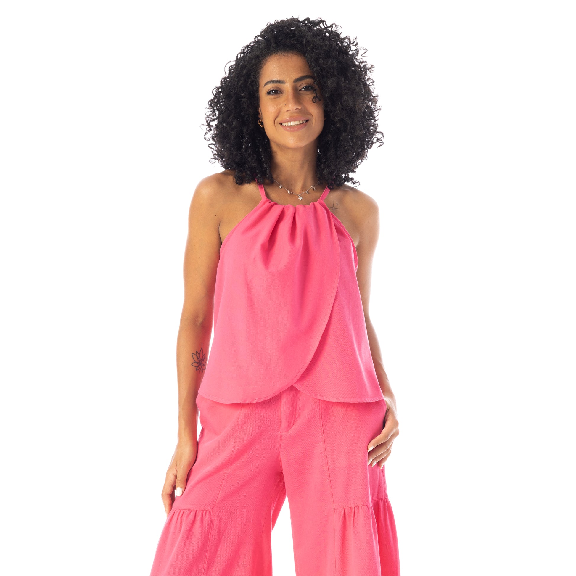 Sleeveless crossed blouse - Bubbly Pink View 1