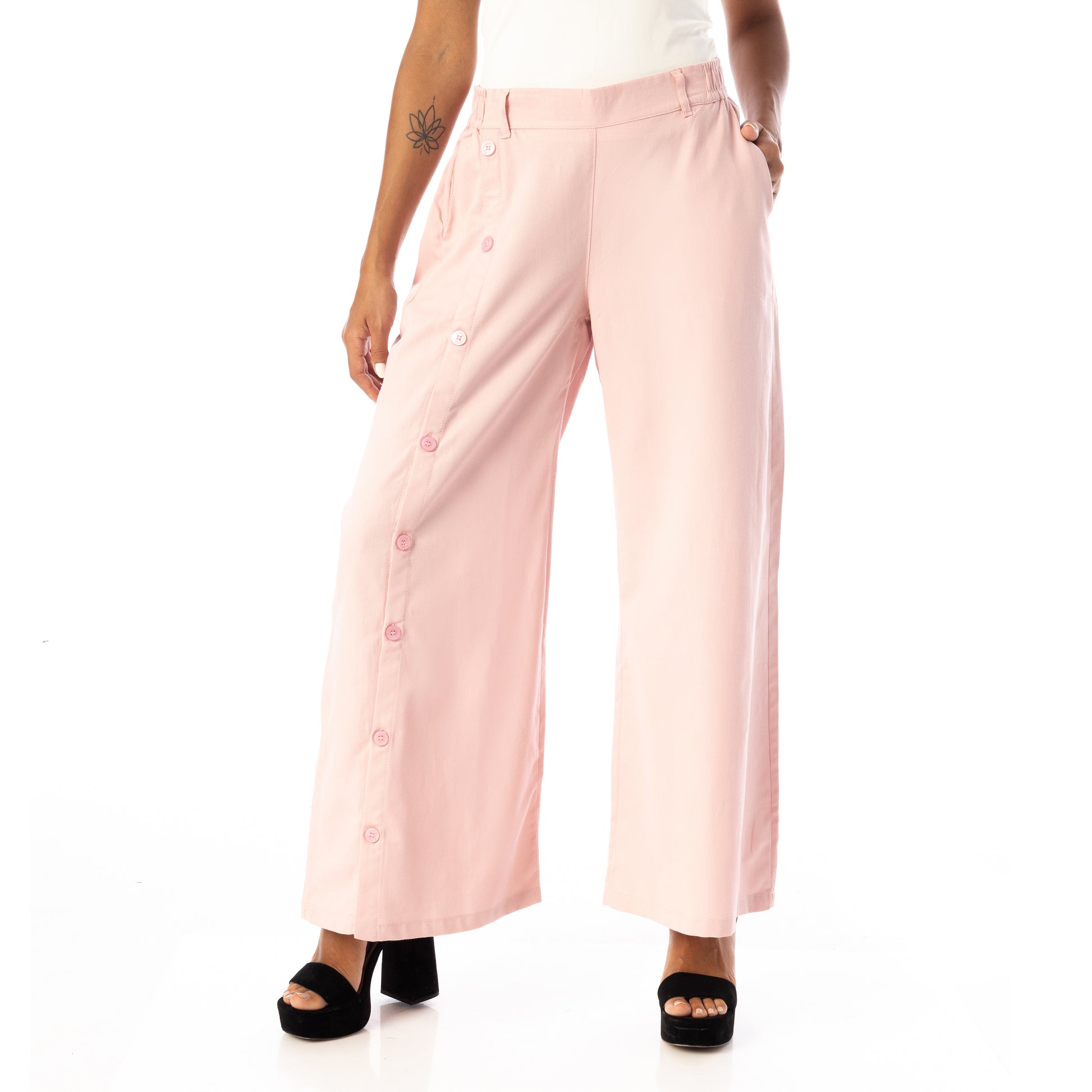 one leg buttoned pants - Rose View 1