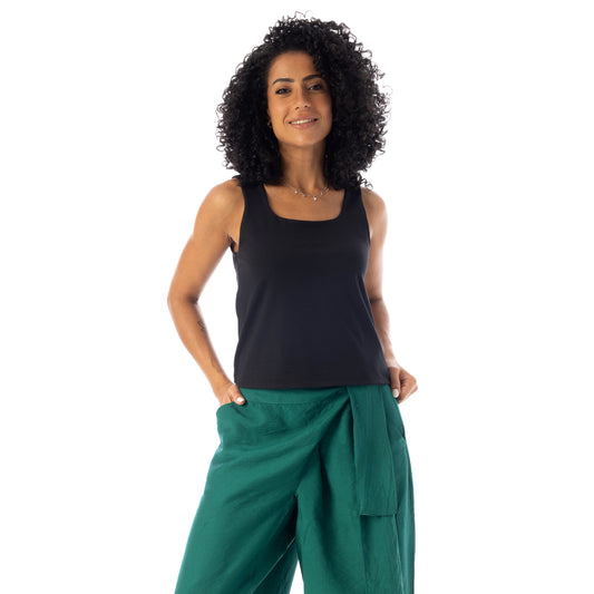 double layered front sleeveless body - Black View 1