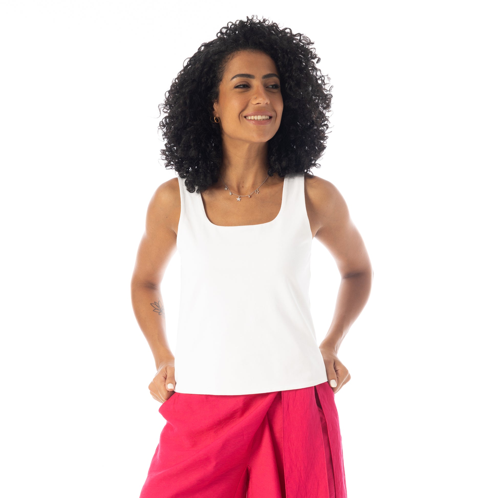 double layered front sleeveless body - White View 1