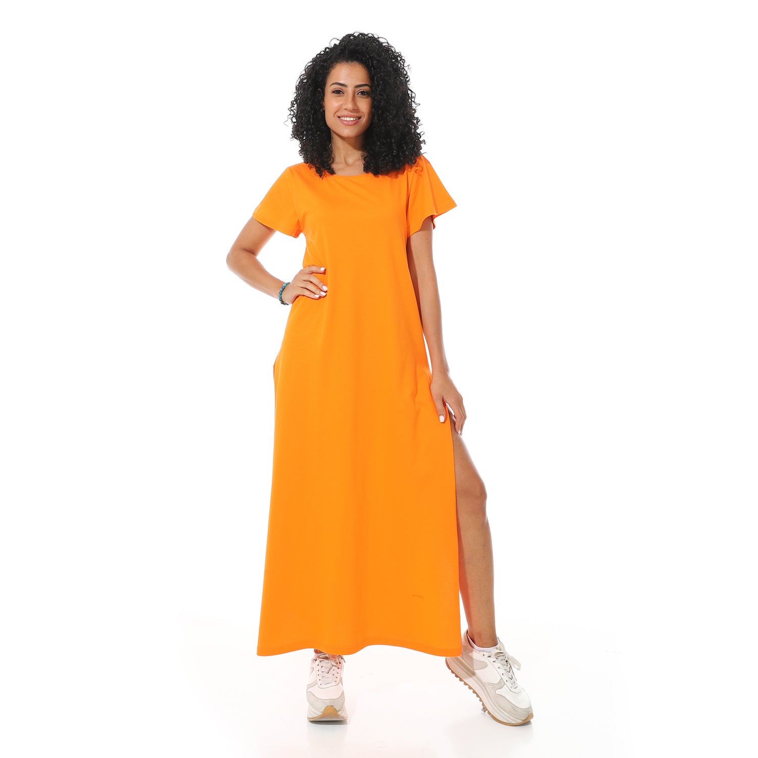 long 1/2 sleeve S.J. dress - Orange View 1