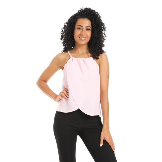 Sleevless lenin crossed blouse - Rose View 1