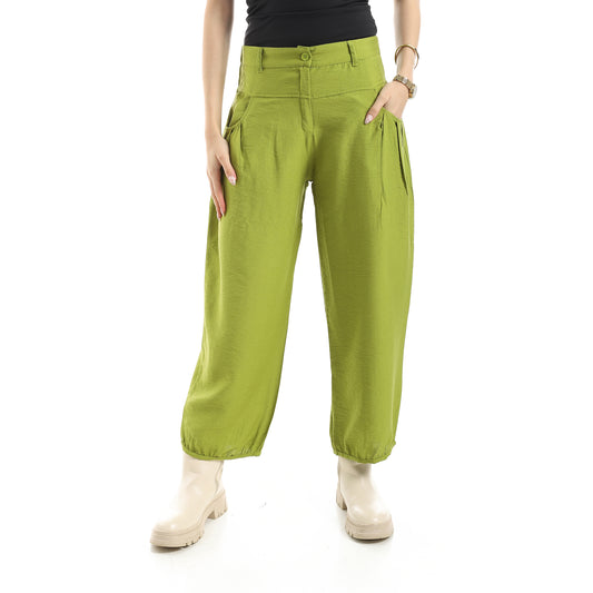pleated loose pants - Olive View 1
