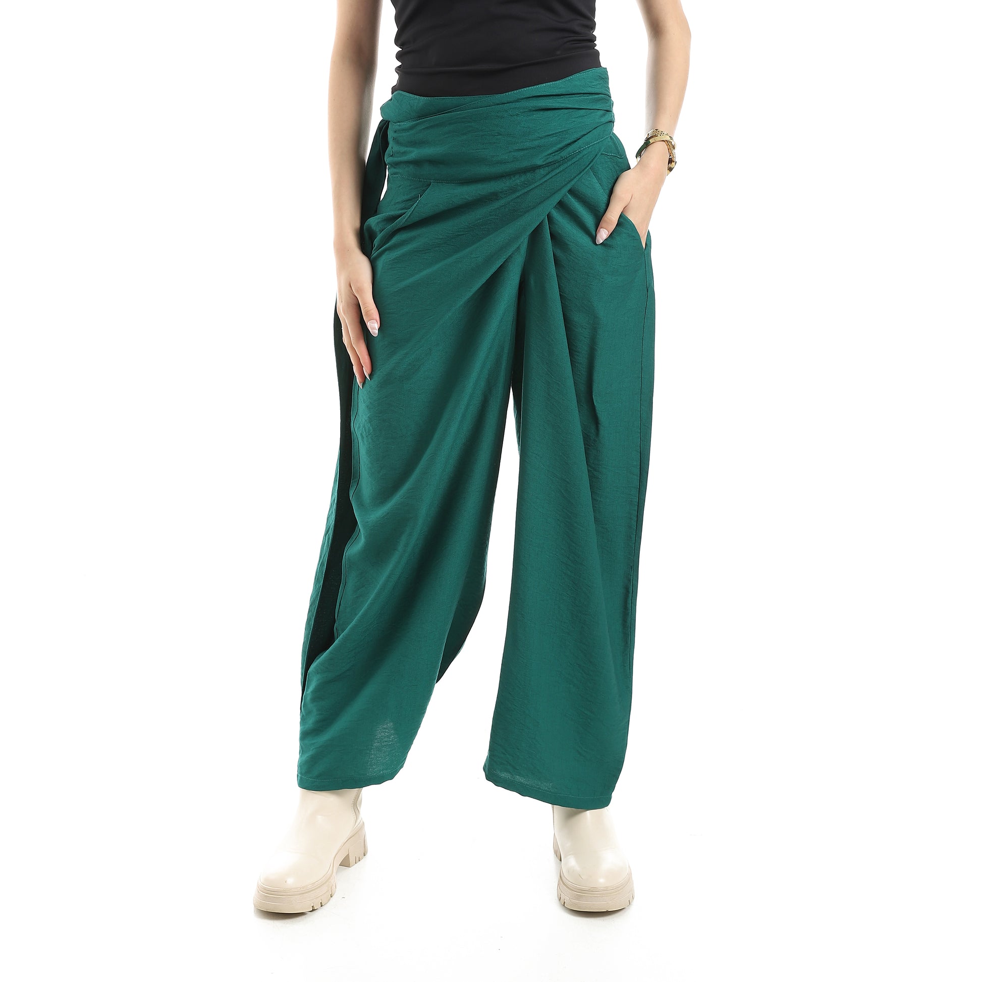 front crossed pants - Dark Green View 1