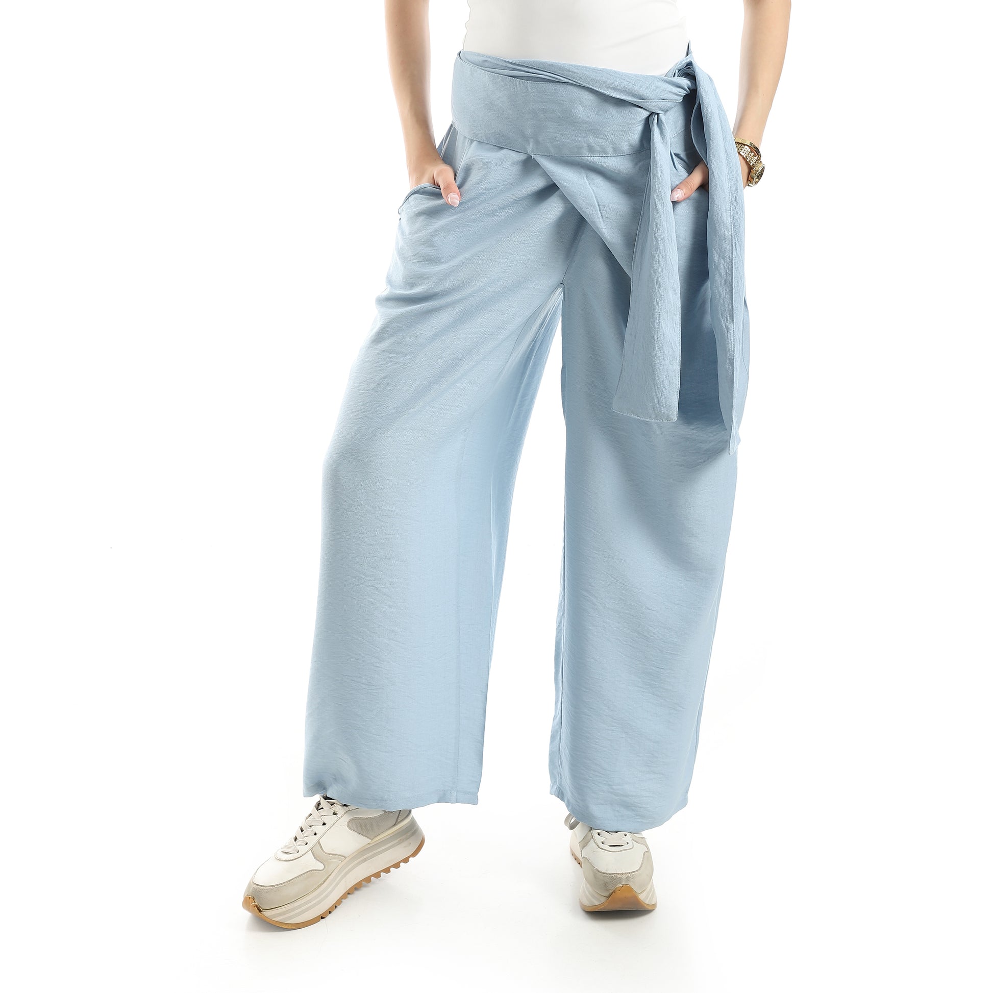 front crossed pants - Light Blue View 1
