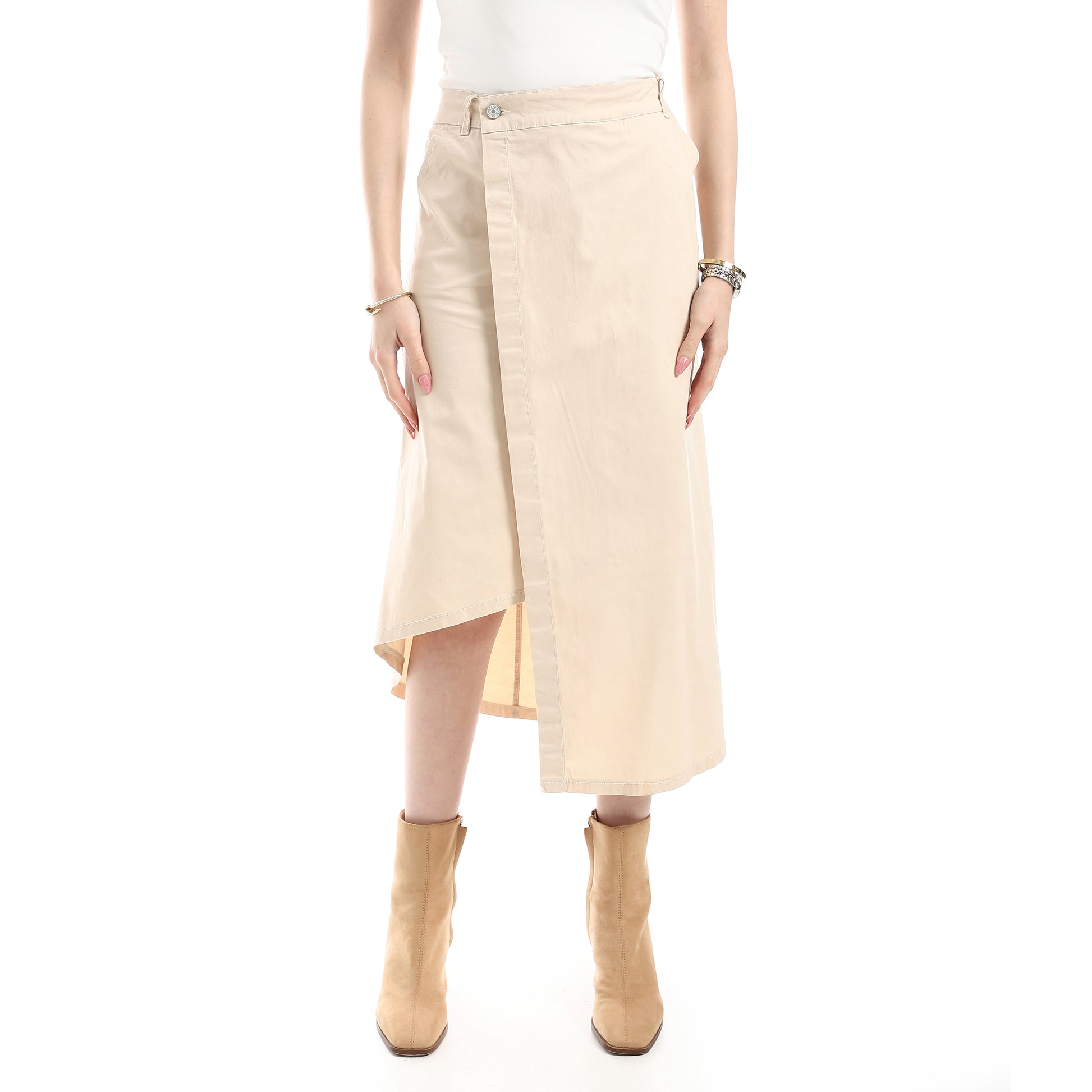 non-symmetrical skirt - Biege View 1