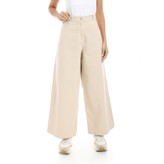 wide Leg gabardin Pants - Beige View 1