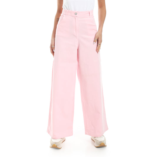 wide Leg gabardin Pants - Pink View 1