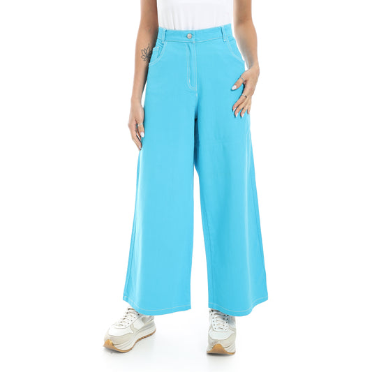wide Leg gabardin Pants - Turquiose View 1