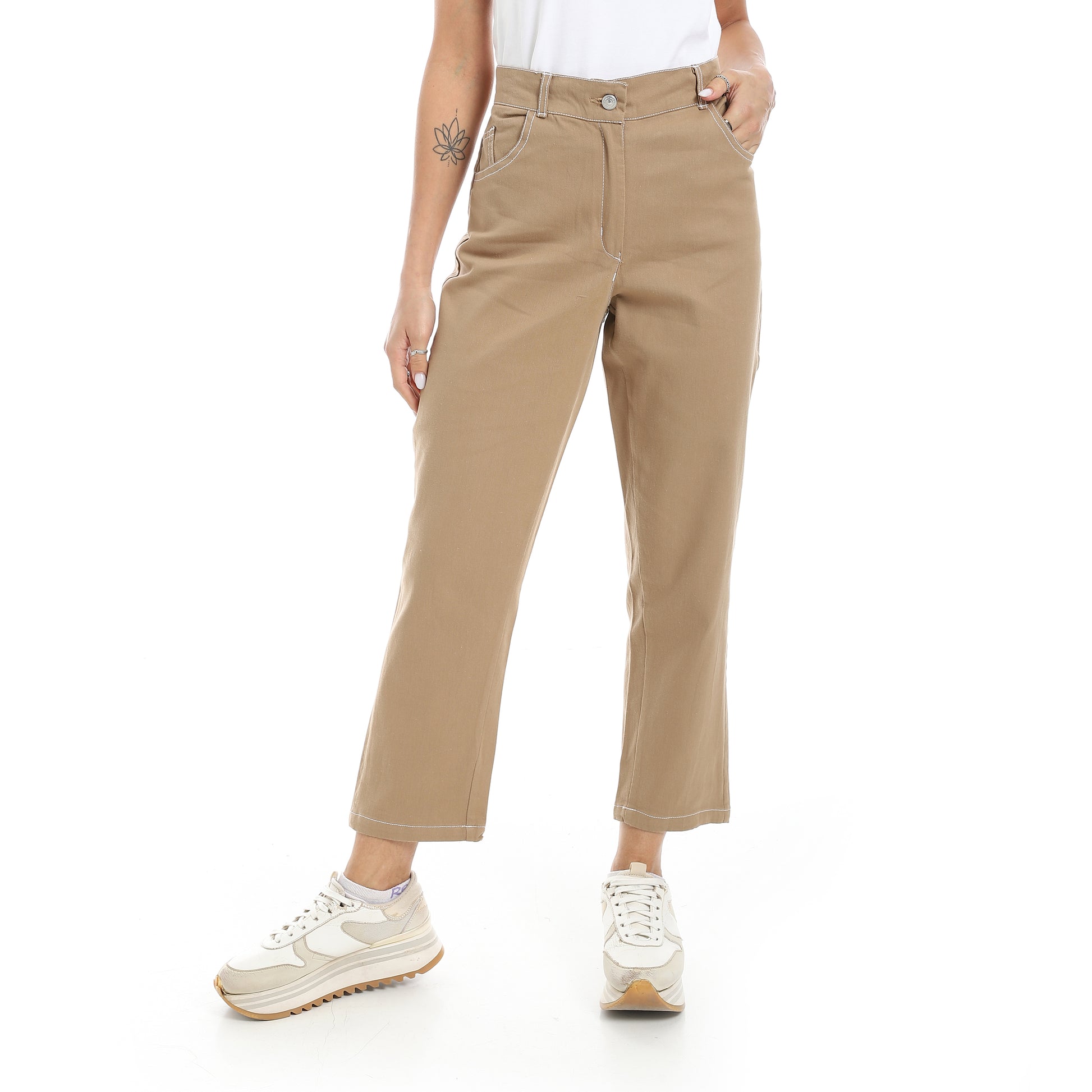 5 pocket cigarette pants - Coffee View 1
