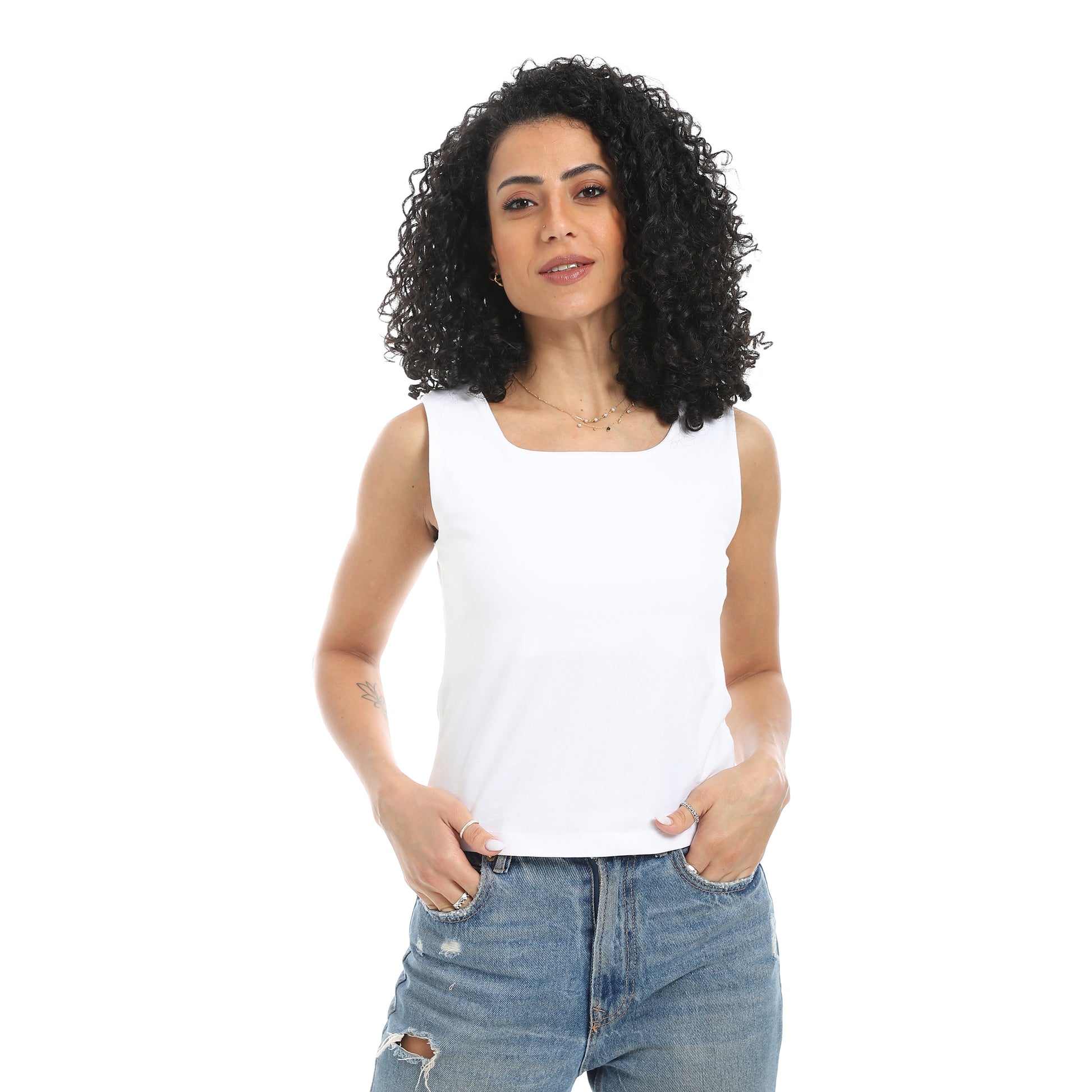 sleeveless square neck body  - Off-White View 1