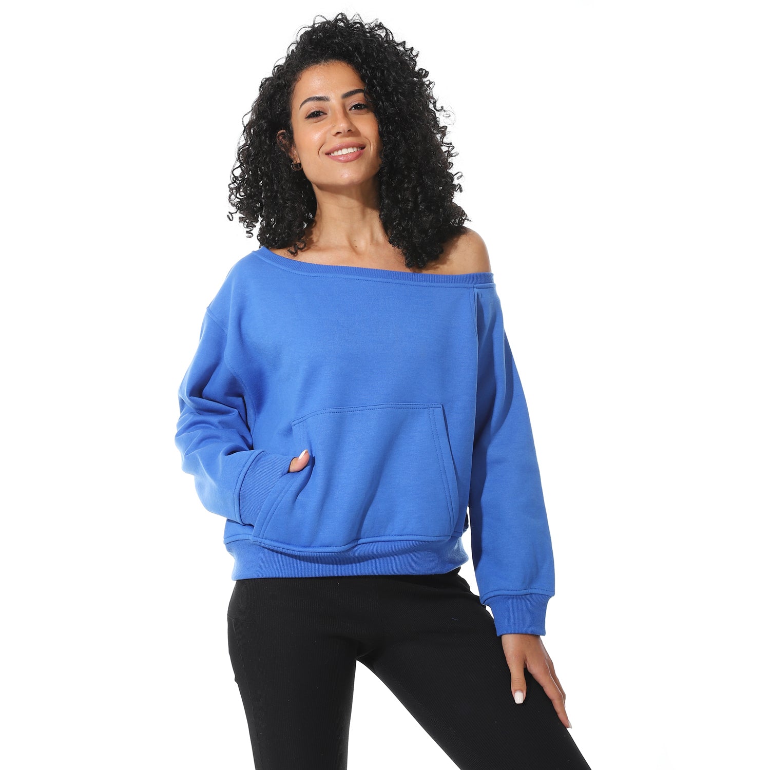one off-shoulder sweat-shirt - Royal Blue View 1
