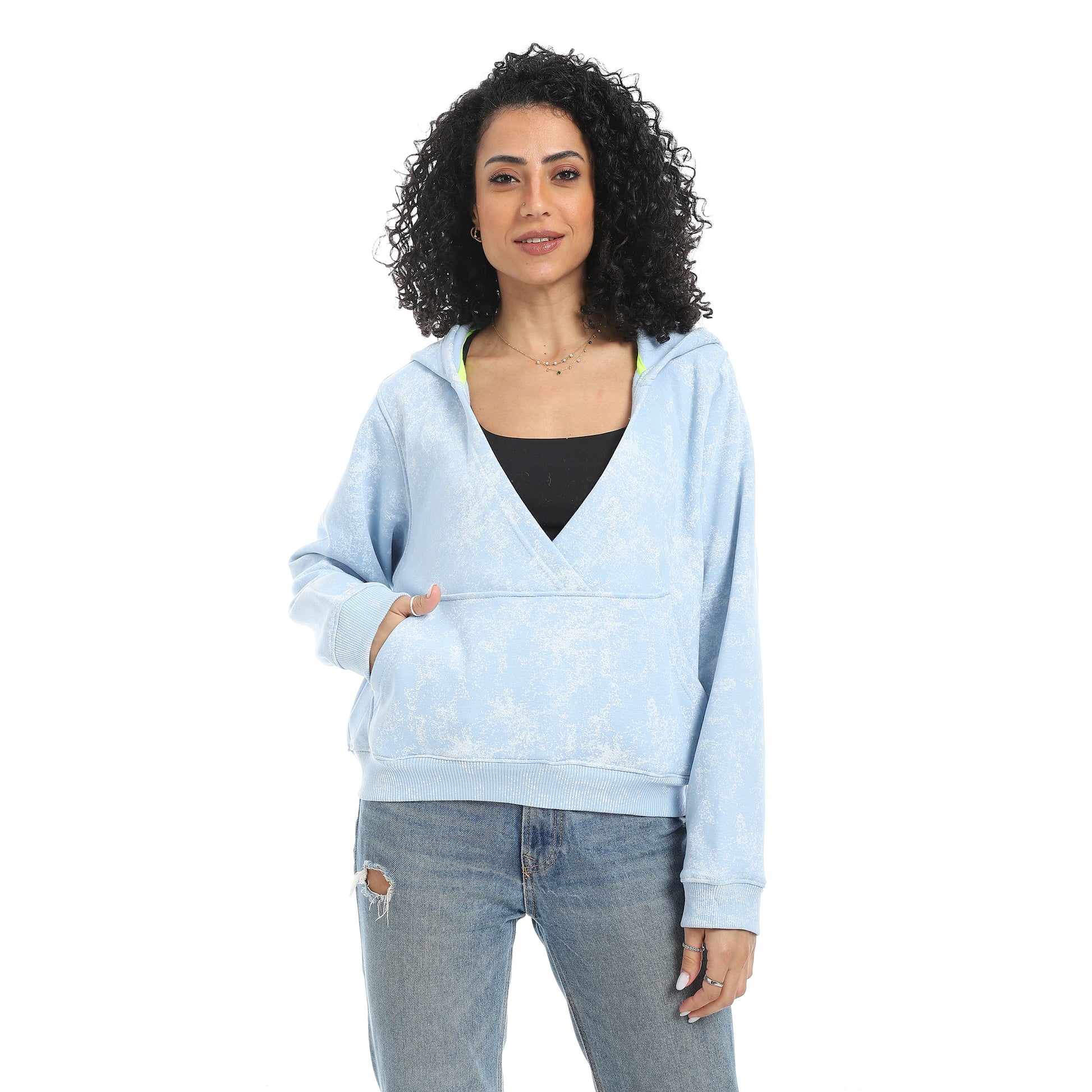 cross front hoodie - Blue View 1