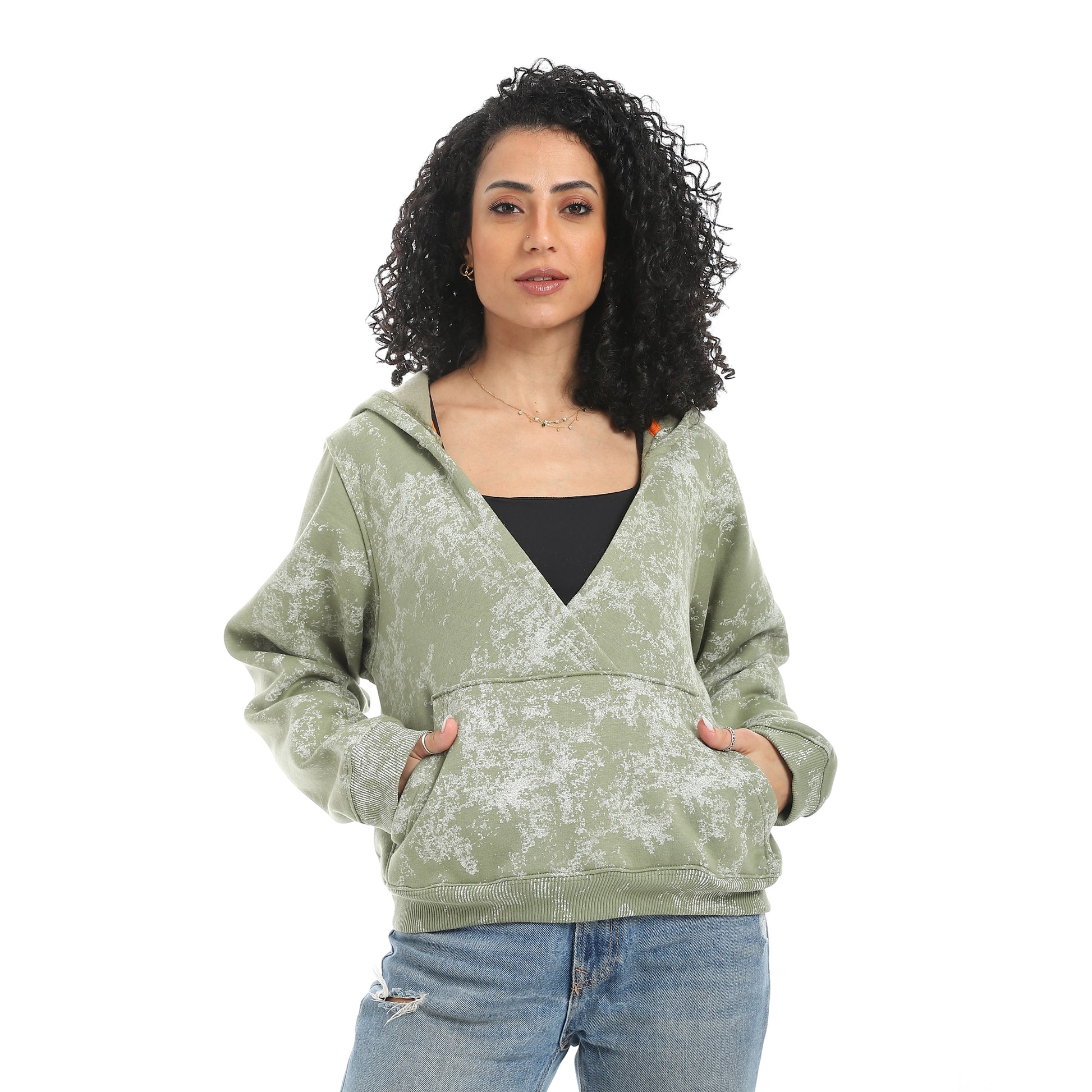 cross front hoodie - Khaki View 1