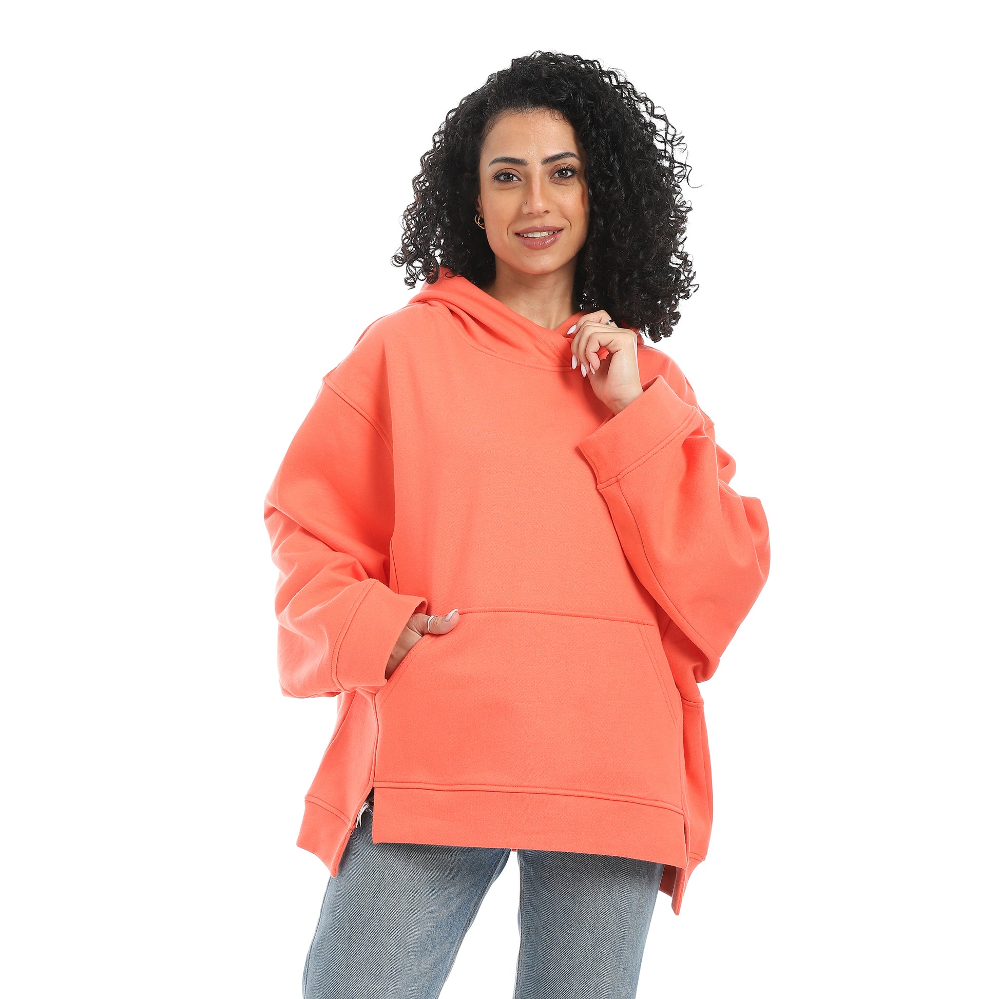 wide hoodie - Orange View 1