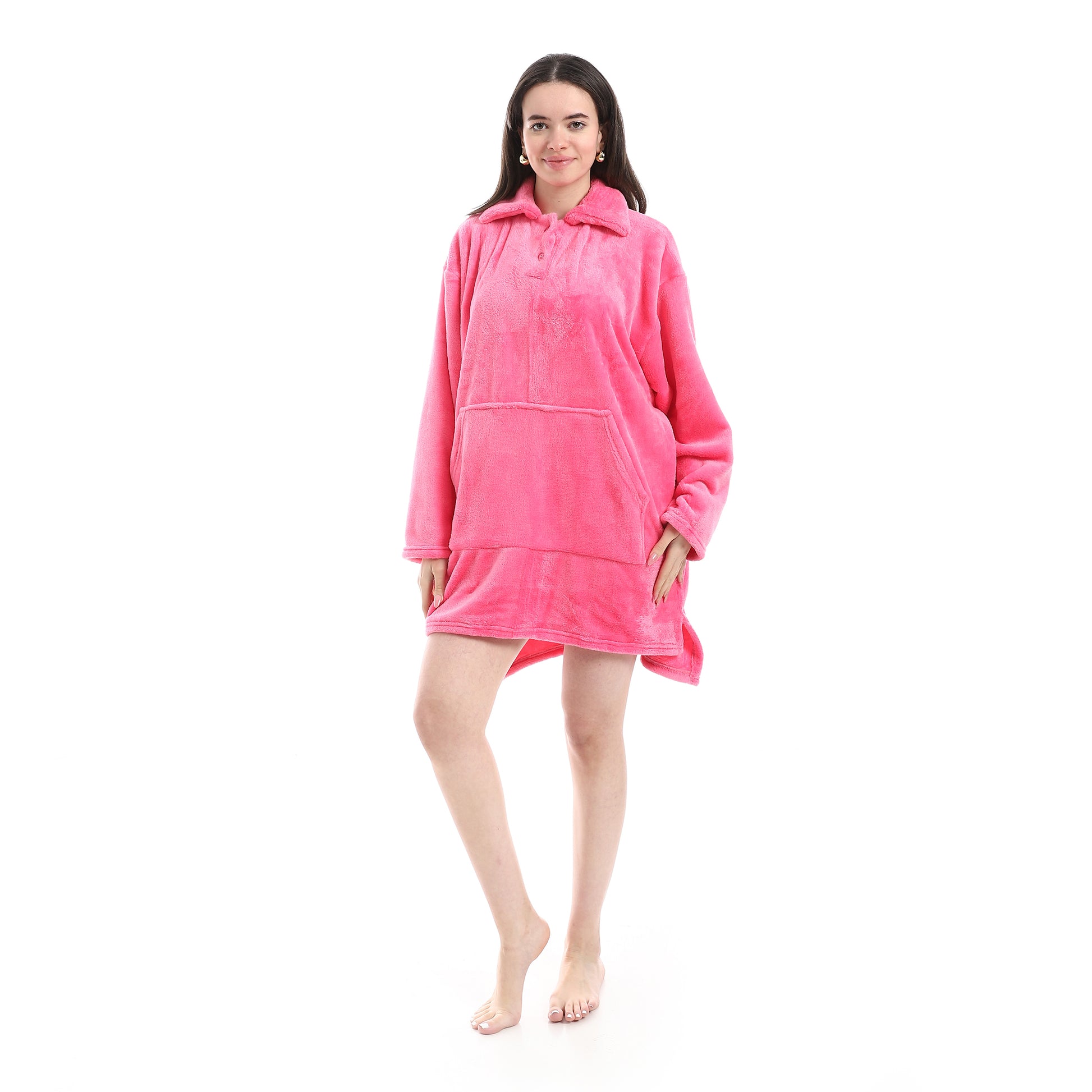 wide polar fleece sweat-shirt - Fushia View 1
