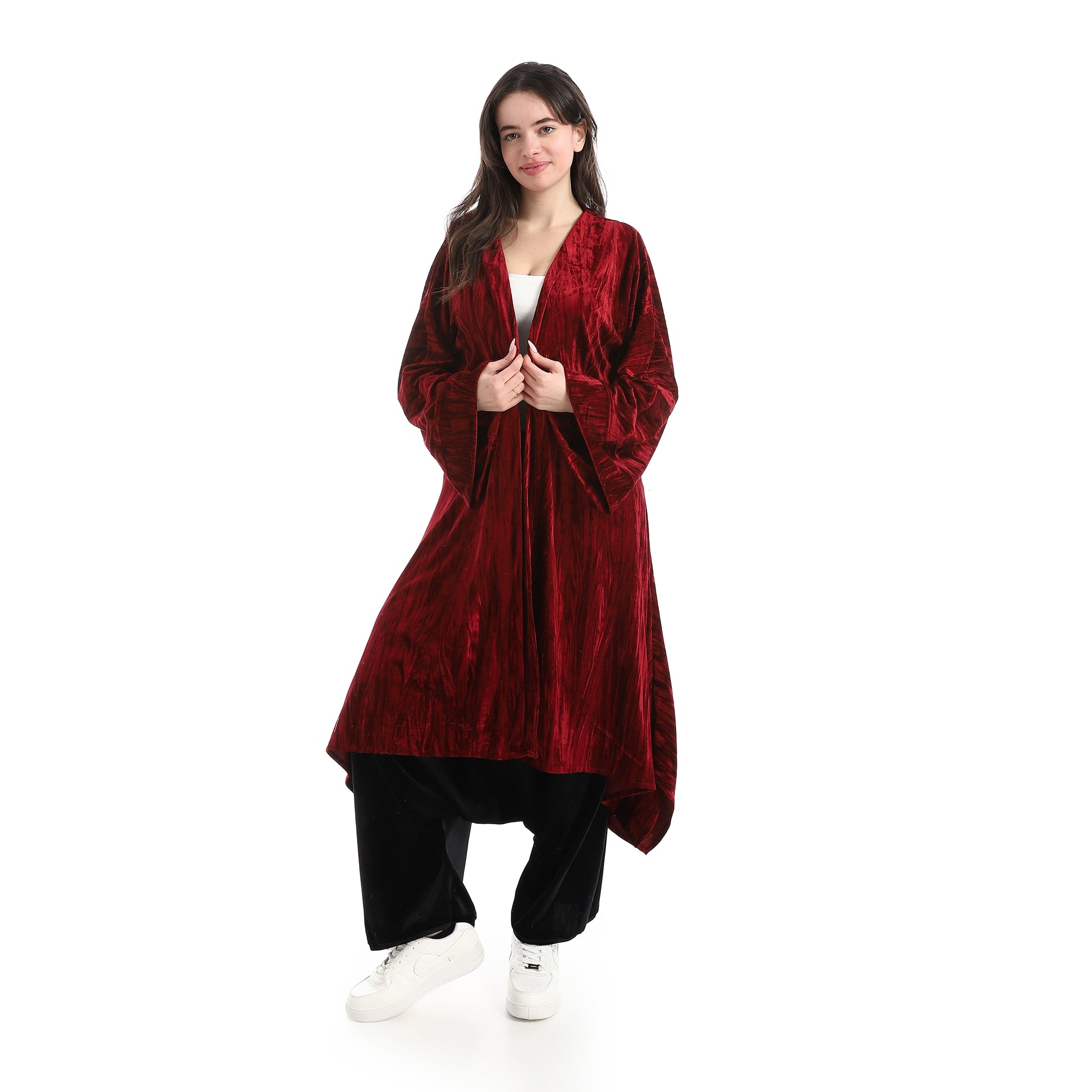 long velvet kimono - Wine View 1