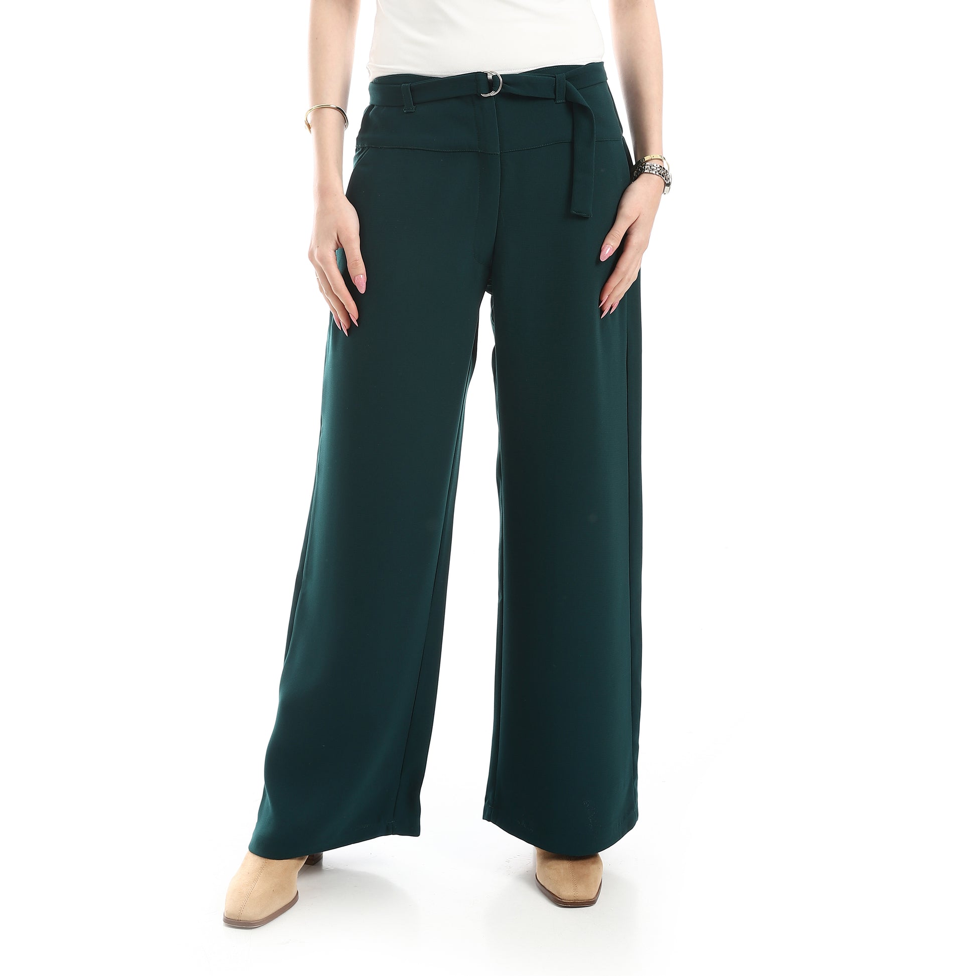 classic wide leg pants - Dark Green View 1
