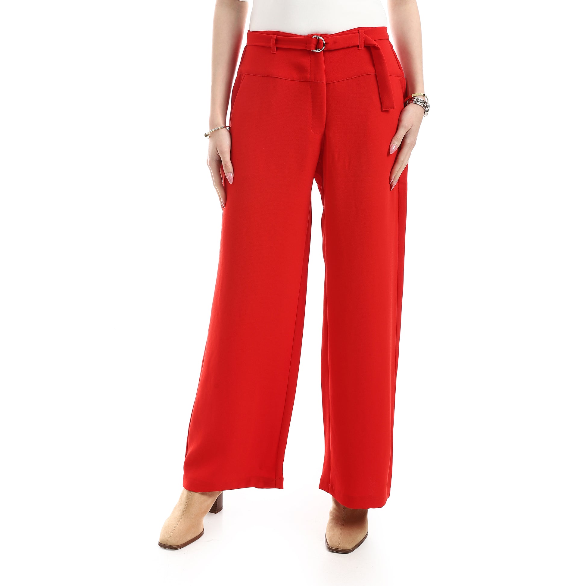 classic wide leg pants - Red View 1