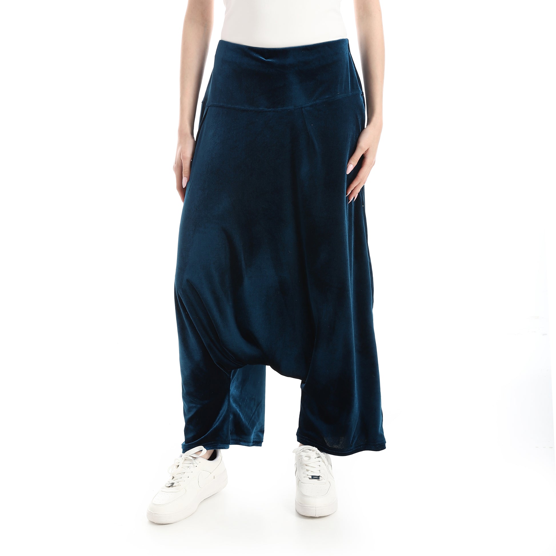 velvet harem pants - Petrol Blue View 1