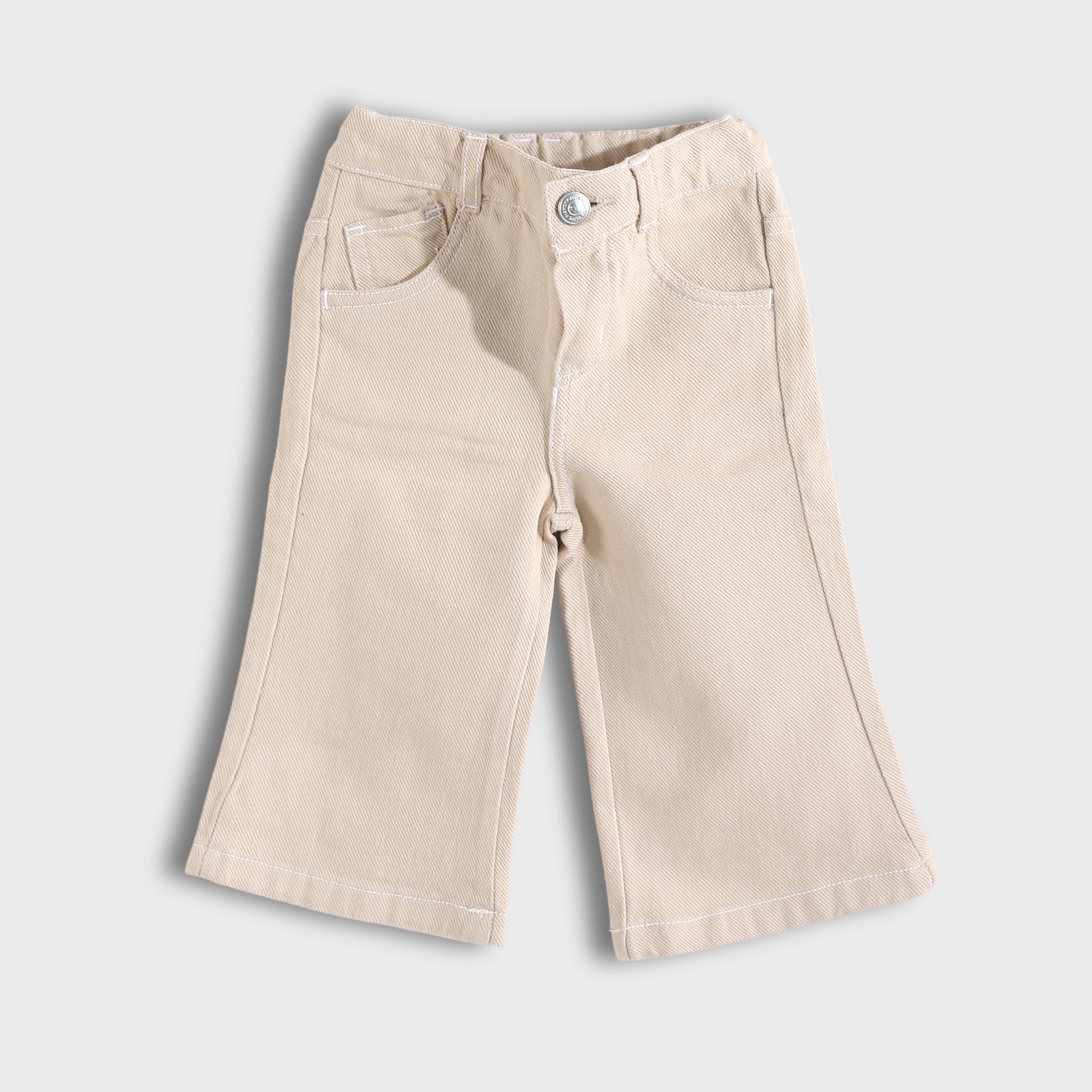 5 pocket wide leg  pants - Beige View 1