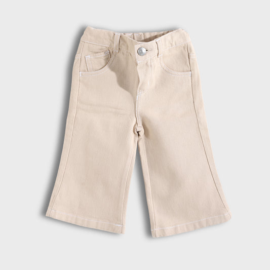 5 pocket wide leg  pants - Beige View 1