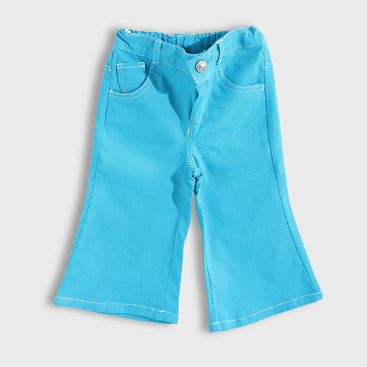 5 pocket wide leg  pants - Turquiose View 1