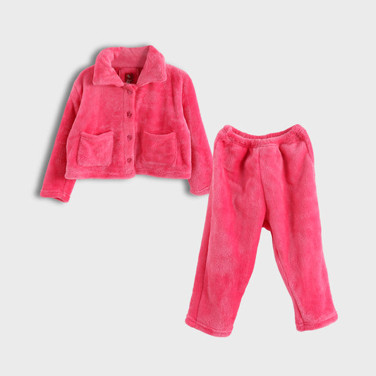 polar fleece kids pyjama - Fushia View 1